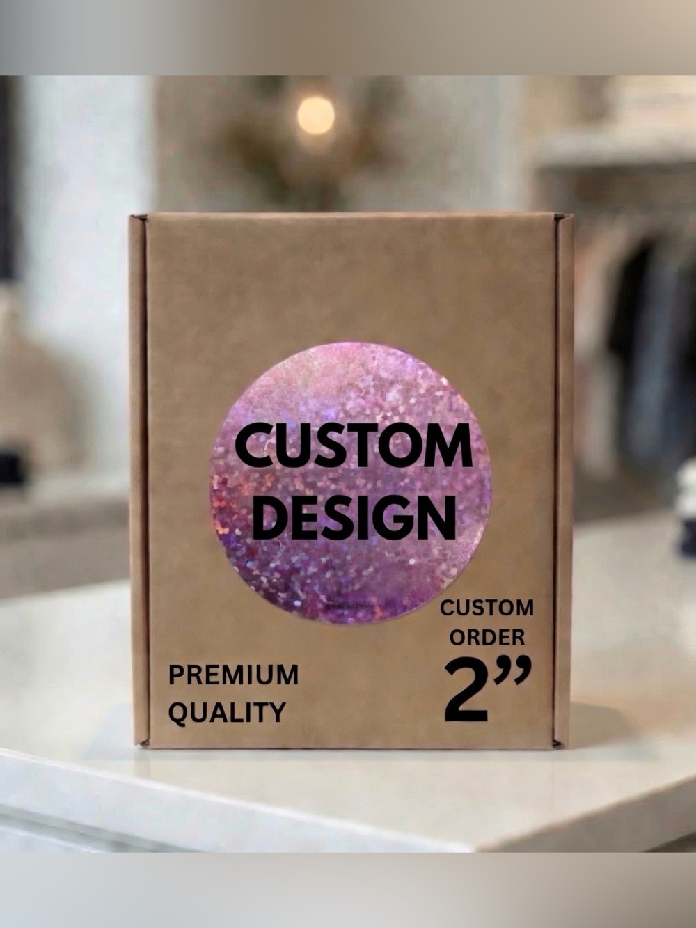 Custom Stickers 2” round glitter stickers-100ct.